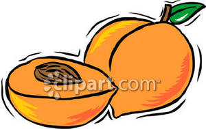 Peach And Peach Pit   Royalty Free Clipart Picture