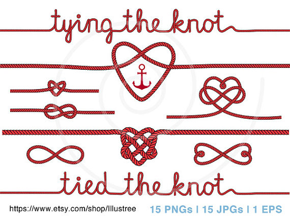 Tying The Knot Wedding Invitation Rope Heart Clip Art Anchor