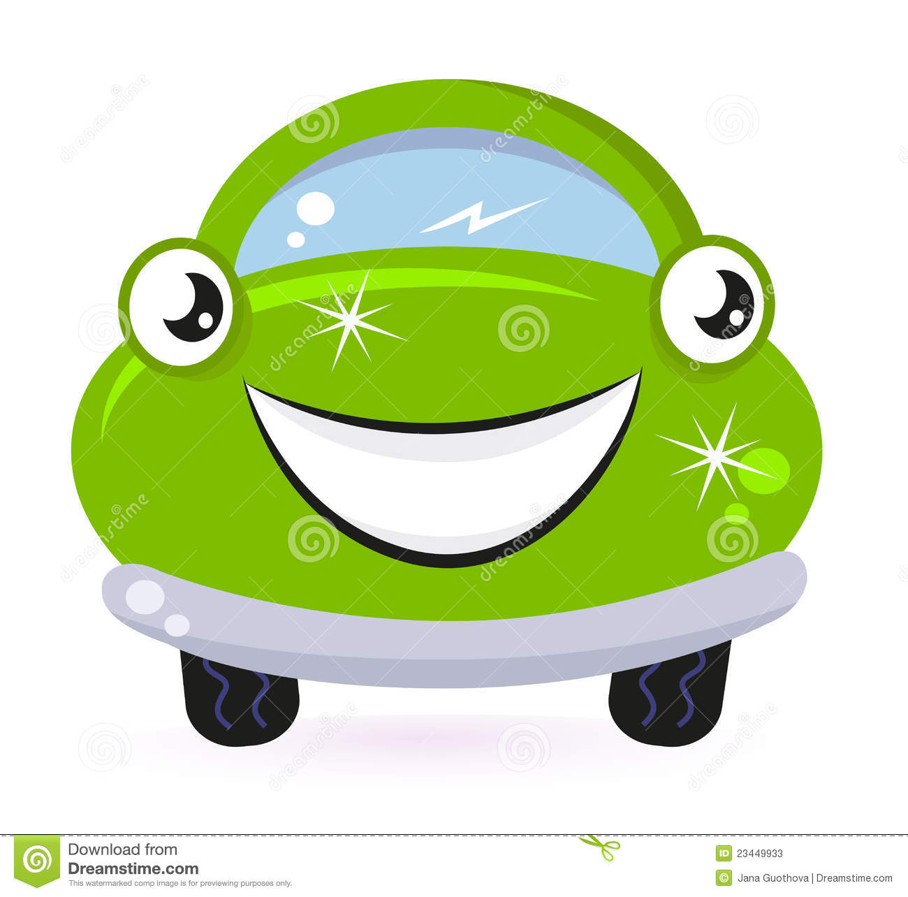 Car Wash   Happy Green Cartoon Automobile  Vector