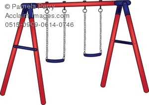 Clip Art Illustration Of A Playground Swing Set   Acclaim Stock