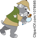 Clipart Detective Sherlock Holmes Schnauzer Dog Searching For A Clue