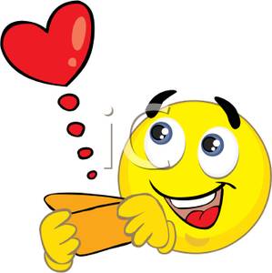Clipart Image Of A Smiley Face Opening A Love Letter