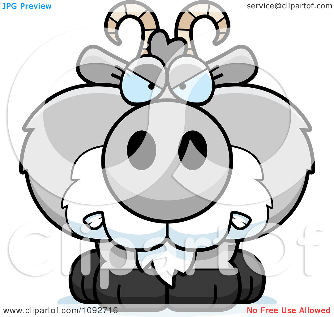 Clipart Mad Gray Goat   Royalty Free Vector Illustration By Cory