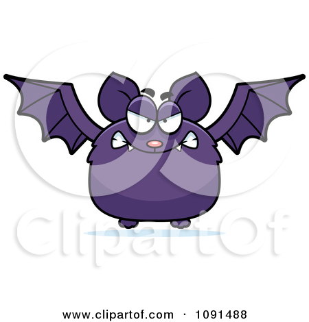 Clipart Mad Purple Bat   Royalty Free Vector Illustration By Cory
