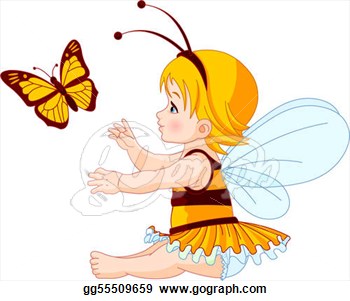 Cute Baby Fairy And Butterfly