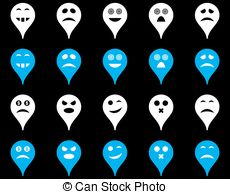 Emotion Map Marker Icons Vector Set Style Is Bicolor Flat   