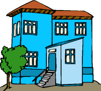 House Clipart Graphics  Grey Blue Green Purple Yellow Pink House    
