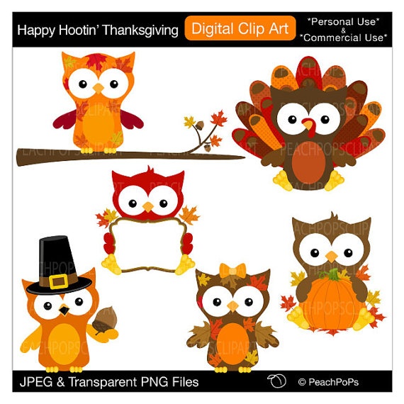 Owl Clip Art Thanksgiving Clipart Cute Original Owls Holiday Fall