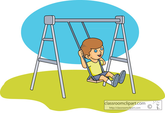 Recreation   Girl On A Playground Swing Set   Classroom Clipart