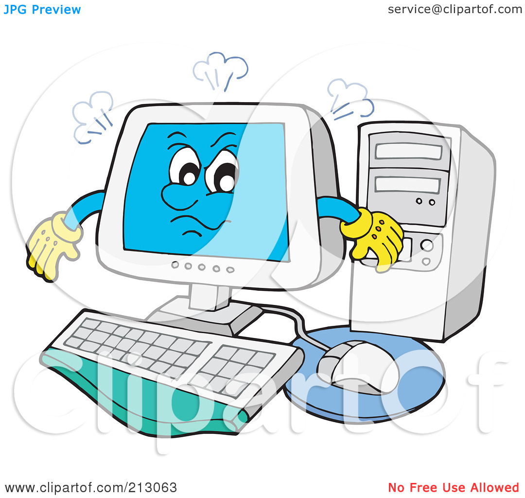 Royalty Free  Rf  Clipart Illustration Of A Smoking Mad Computer By