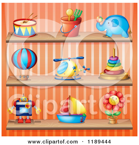 Royalty Free  Rf  Toy Shelf Clipart Illustrations Vector Graphics  1