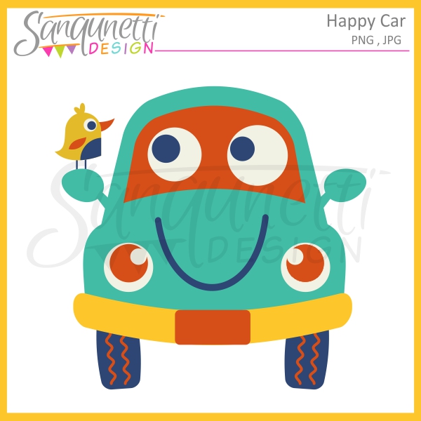 Sanqunetti Design  Happy Car Clipart