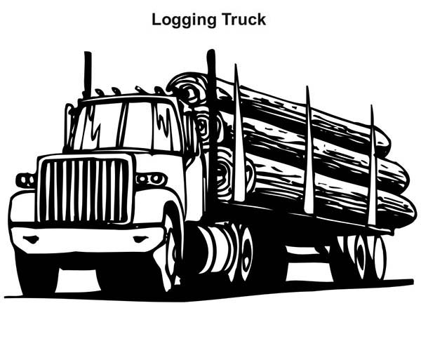 Semi Truck   Logging Truck In Semi Truck Coloring Page