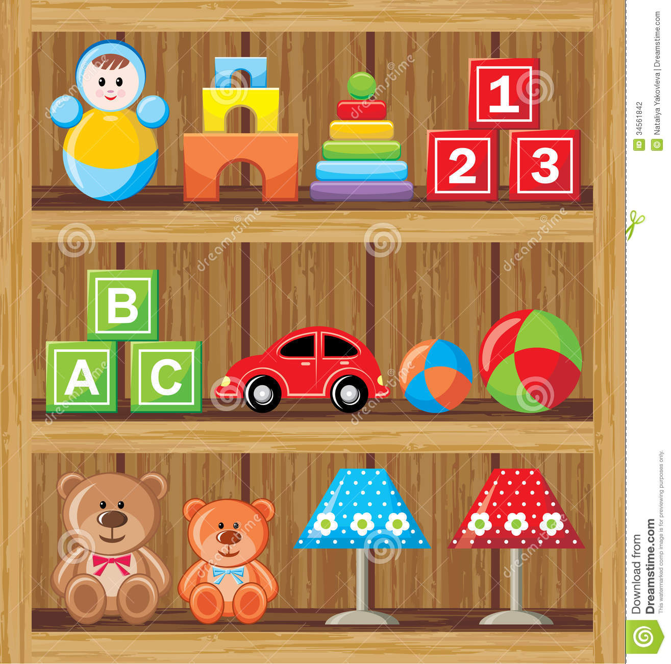 Shelfs With Toys Stock Photography   Image  34561842