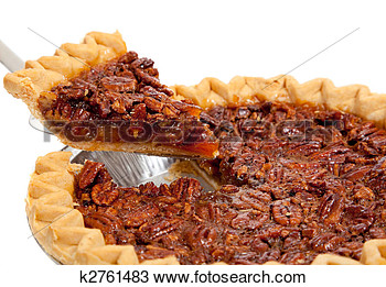 Stock Photo   A Whole Pecan Pie On White  Fotosearch   Search Stock