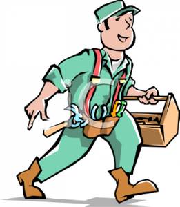 Tool Belt And Carrying A Box Of Tools   Royalty Free Clipart Picture
