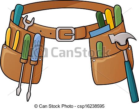 Vector Illustration Of Tool Belt With Different Tools For Construction