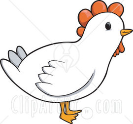 13414 Cute White Rooster With A Red Cockscomb Clipart Illustration
