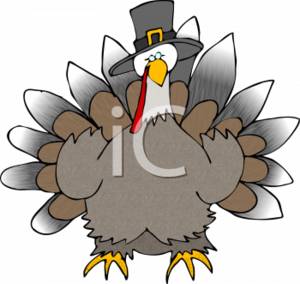 Clipart Cartoon Image Of A Turkey Wearing A Pilgrim Hat