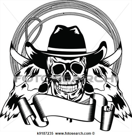 Clipart   Cowboy And Skull Bull  Fotosearch   Search Clip Art