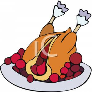 Clipart Image Of A Cranberry Stuffed Turkey