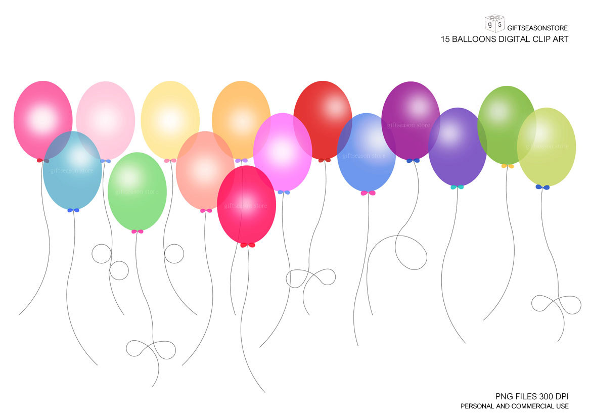 Etsy Com15 Balloons Digital Clip Art For Personal And By