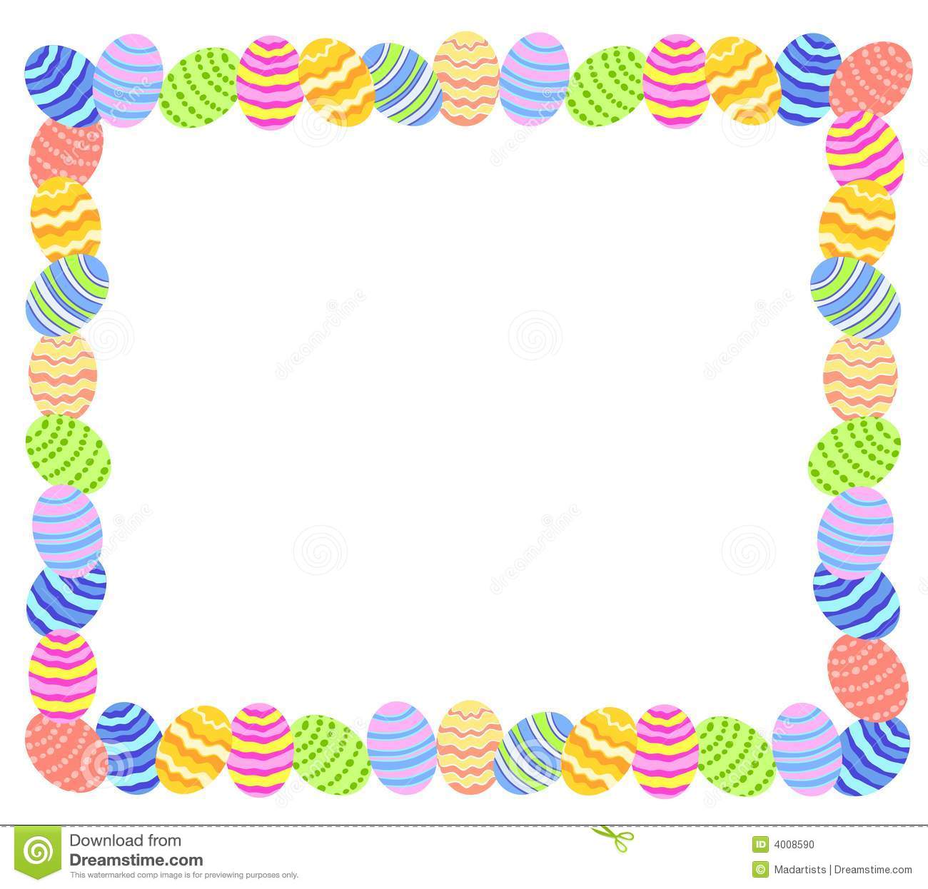     Frame Or Border Of Colourful Decorated Easter Eggs In Various Colors