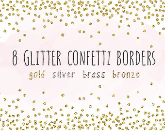 Glitter Borders And Frames  Mettalic Confetti Scrapbooking Clipart
