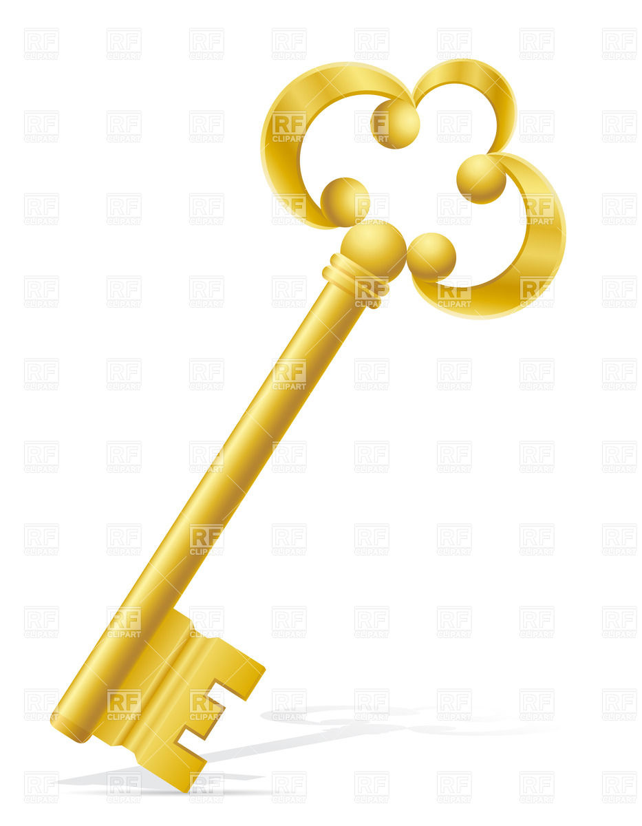 Golden Antique Door Key With Ornate Handle 28006 Objects Download