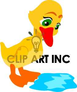Little Duck Looking At A Puddle Of Water Clipart