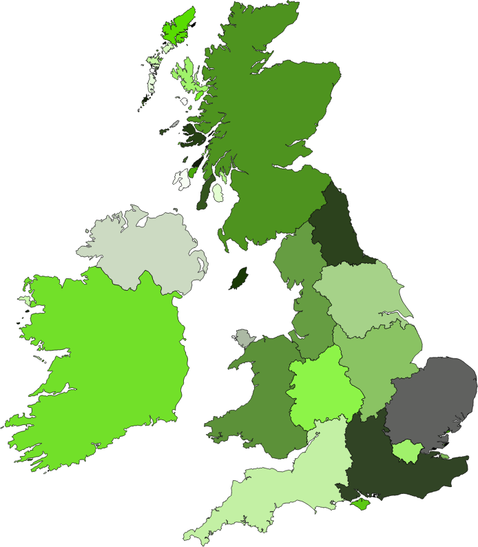 Outline Map Ireland Green Vector Online Clipart