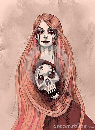 Pretty Girl Strangling Death With Her Hair Stock Illustration   Image