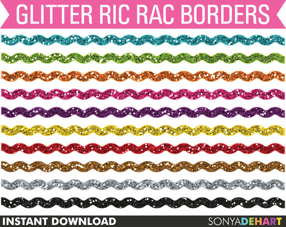 Sale Clipart Borders Glitter Ric Rac Wavy Ribbon Zig Zag Border