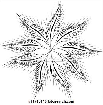 Sided Star   Clipart   Calligraphic Design Of Nine Pointed Leaf Star    