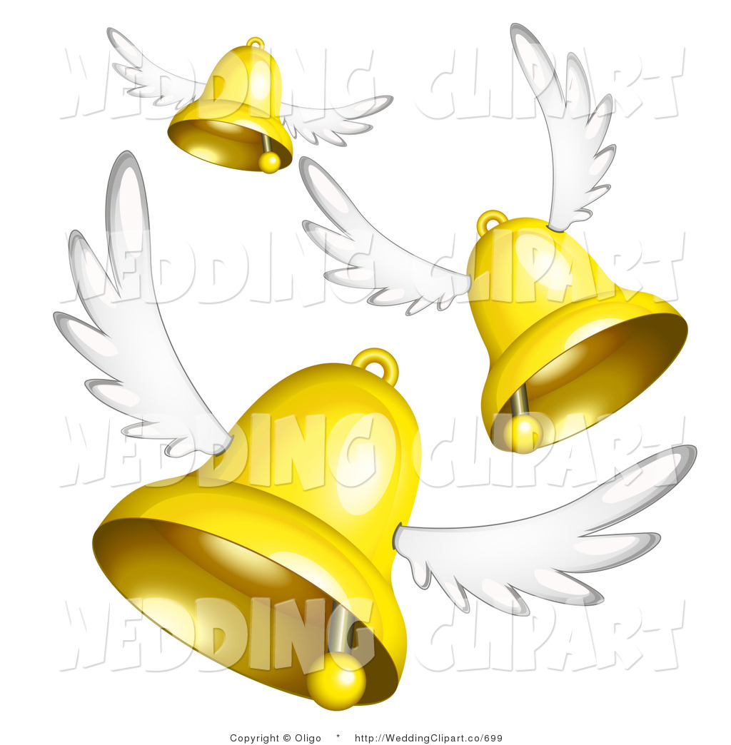 Wedding 3d Winged Golden Bells Flying Wedding Golden Background With    