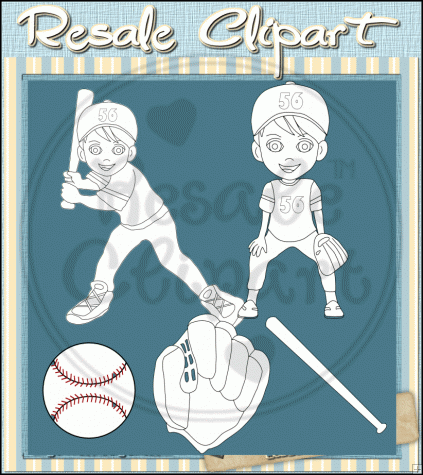Baseball Clipart For Kids  Baseball Boys Line Art