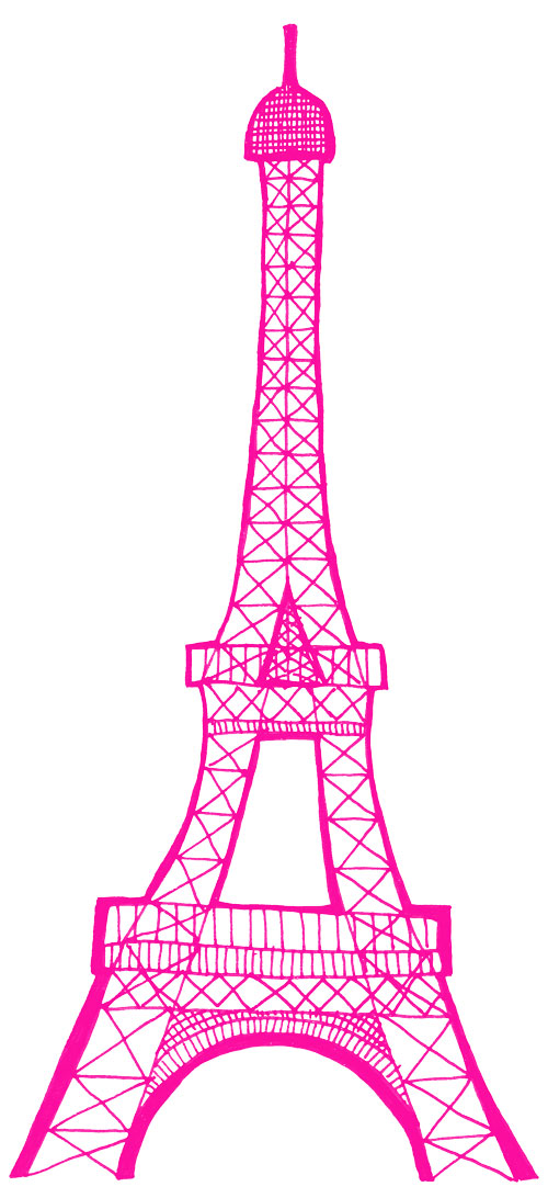 Black And Pink Drawings Of The Eiffel Tower   Eclectic Cycle