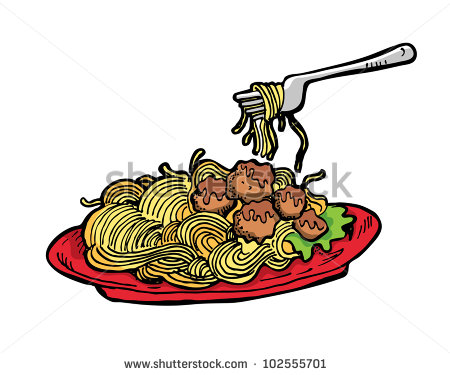 Cartoon Spaghetti Spaghetti In Red Plate   Stock