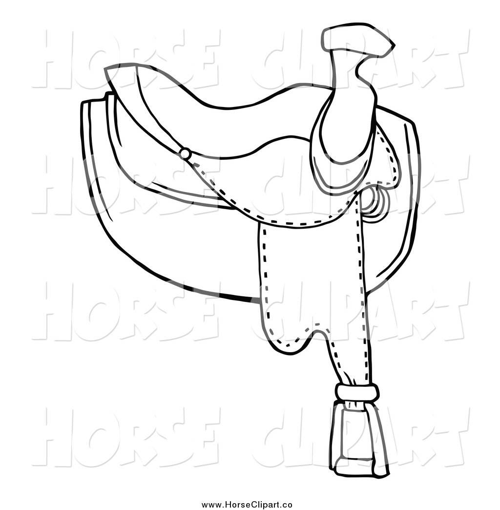 Clip Art Of A Black And White Leather Horse Saddle By Hit Toon