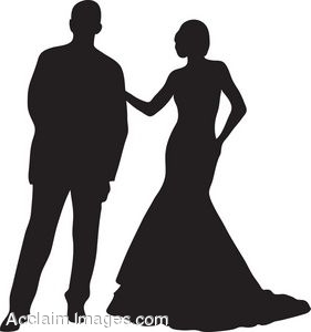 Clip Art Of A Couple In Evening Clothes Silhouette  Clipart