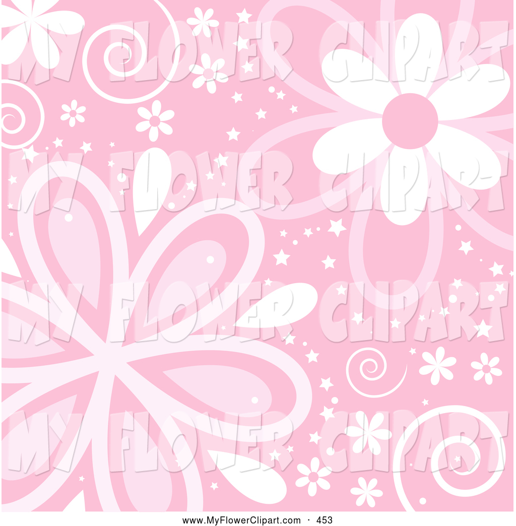 Clip Art Pretty Pink Background With Swirls Stars And