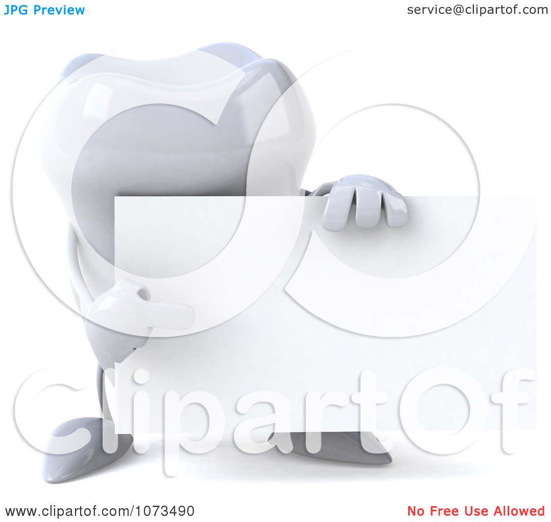 Clipart 3d Dental Tooth Holding A Blank Sign 2   Royalty Free Cgi    