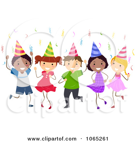 Clipart Birthday Kids Dancing   Royalty Free Vector Illustration By