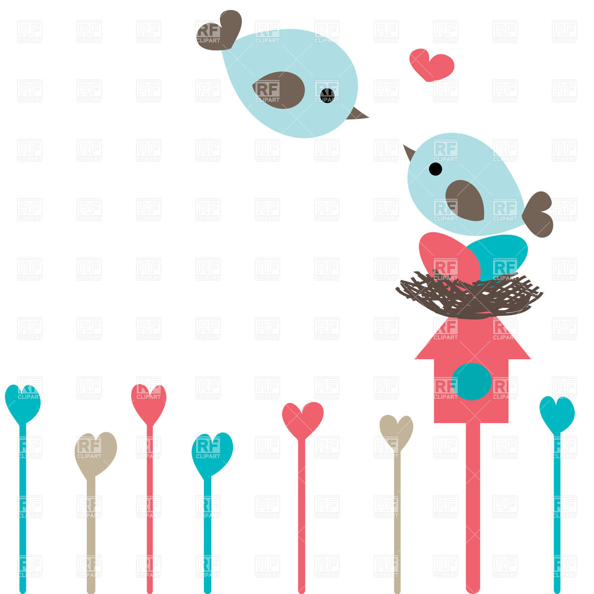Cute Birds Deep In Love 24406 Download Royalty Free Vector Clipart    