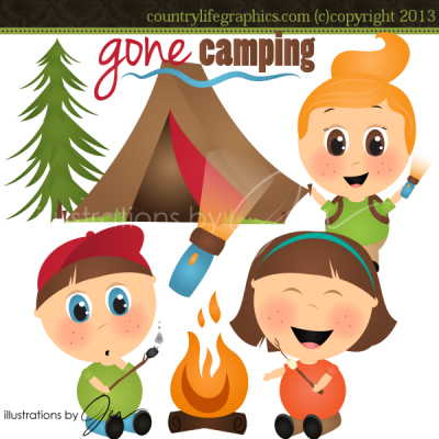 Gone Camping Clipart   Flashlight Tent Kids Camping Fire   Country    