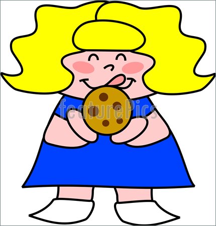 Illustration Of Little Girl Licks Her Lips At The Big Chocolate Chip