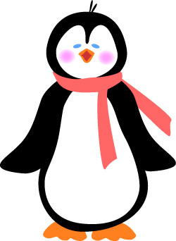 Penquin Wearing A Scarf Clip Art Winter Snow Christmas Graphic