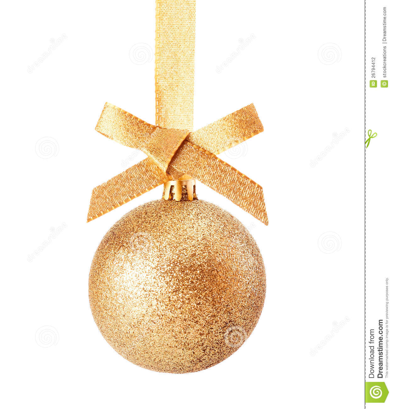 Pretty Hanging Golden Christmas Glitter Bauble With Decorative Gold