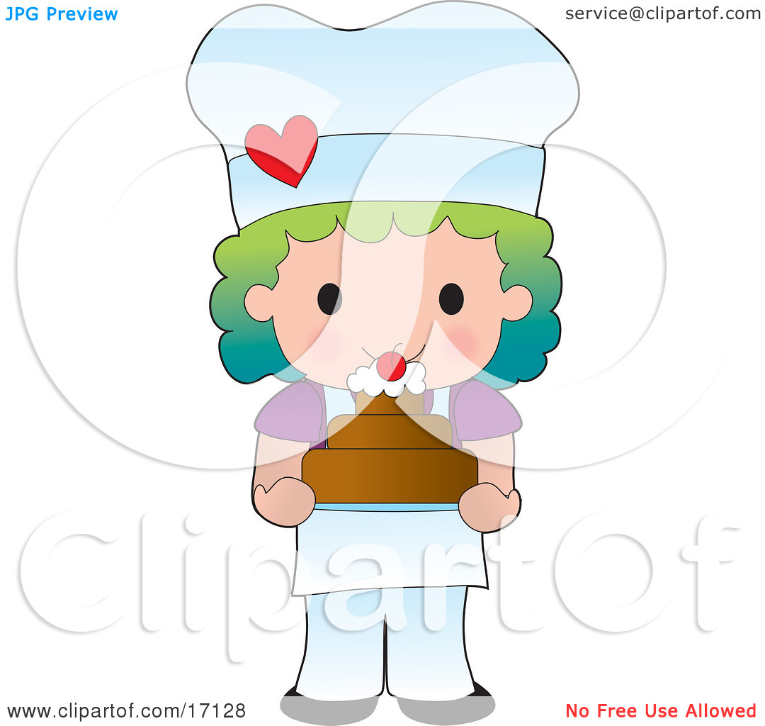 Rainbow Haired Female Chef Or Baker Holding A Freshly Baked Cake    