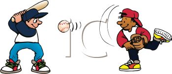 Two Boys Playing Baseball   Royalty Free Clip Art Picture